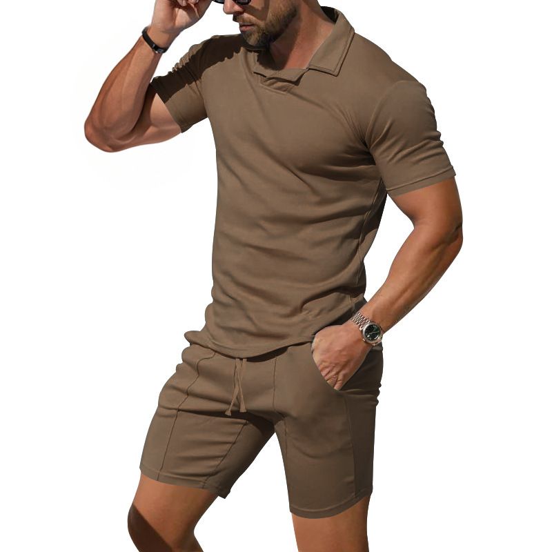 Completo da uomo con pantaloncini a maniche corte, slim fit, sportivo, ad asciugatura rapida, polo_voghion.com