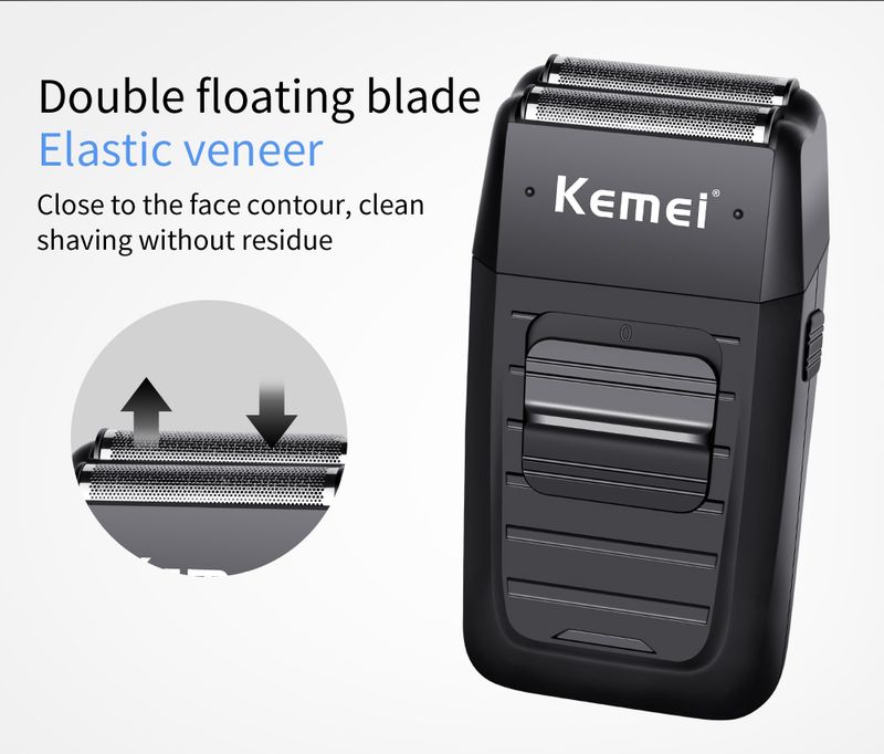Kemei Cordless Shaver - Rasoio elettrico a doppia lama alternativo per uomo, sistema di rasatura del viso Wet/Dry_voghion.com