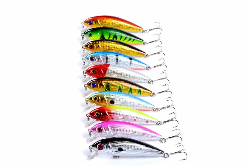 Isca flutuante para peixinhos de 10 cores - isca rígida realista para pesca de robalo e lúcio - iscas de superfície de plástico ABS para água doce e salgada_voghion.com