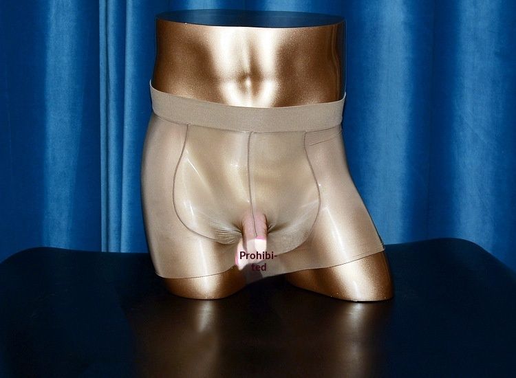 LuvBox Qinghe Intimo da uomo a forma di U, calze lucide, pantaloncini, set JJ trasparente ultra sottile, boxer separati_voghion.com