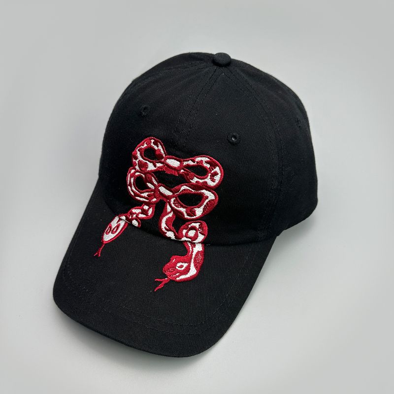 Elegante berretto da baseball con ricamo a forma di serpente e fiocco - Cappello unisex regolabile in cotone per protezione solare e moda_voghion.com