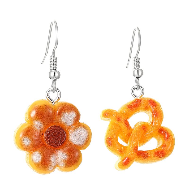 1 Set 1 Pair Cute Saturday Donuts Poached Egg Stoving Varnish Plastic Resin Drop Earrings_voghion.com