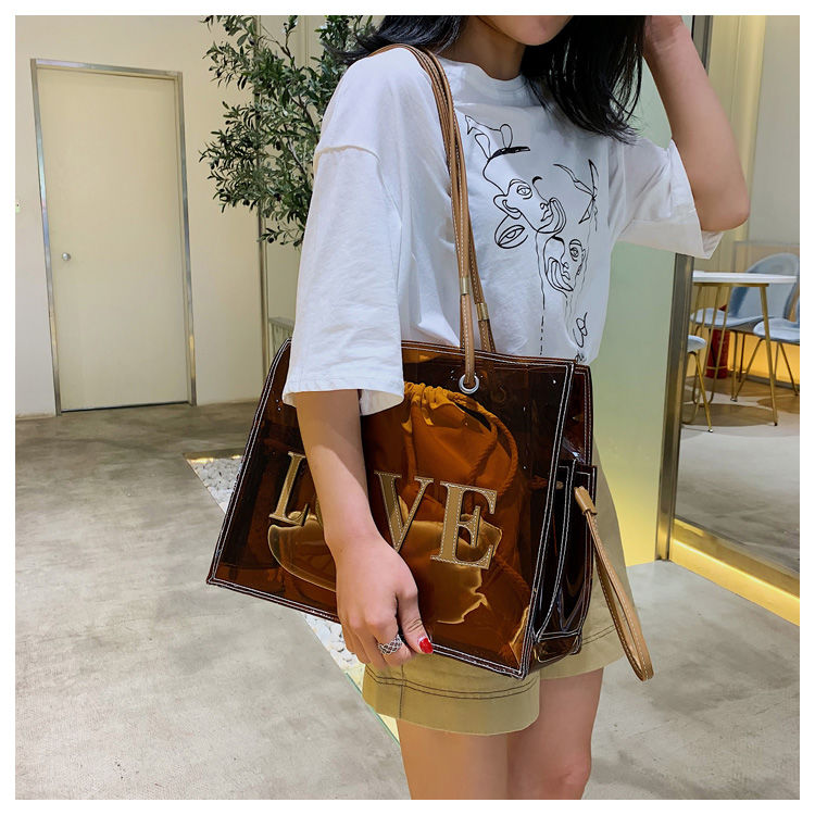 Stylish Transparent Tote for Women, Versatile PVC Shoulder Bag with Roomy Space_voghion.com