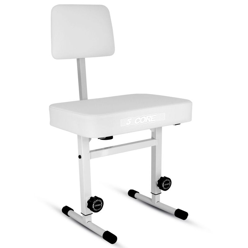5 CORE Piano Bench Height Adjustable Keyboard Stool Stool Heavy Duty Thick Padded Cushioned Seat With Backrest - PNB B-REST WH_voghion.com
