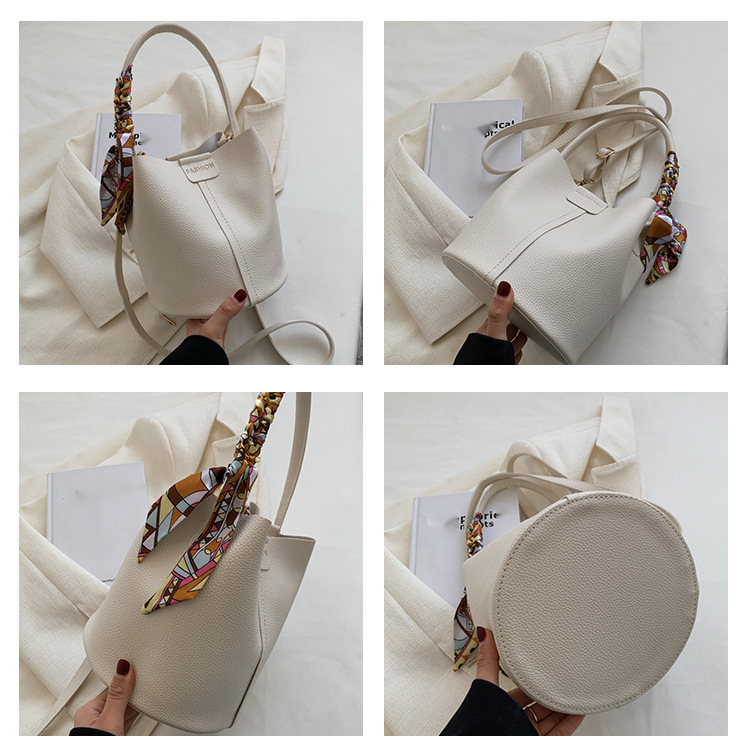 Neue Tasche für Damen, modischer und hochwertiger Seidenschal, einfache handgehaltene Eimertasche, Schultertasche, Umhängetasche_voghion.com