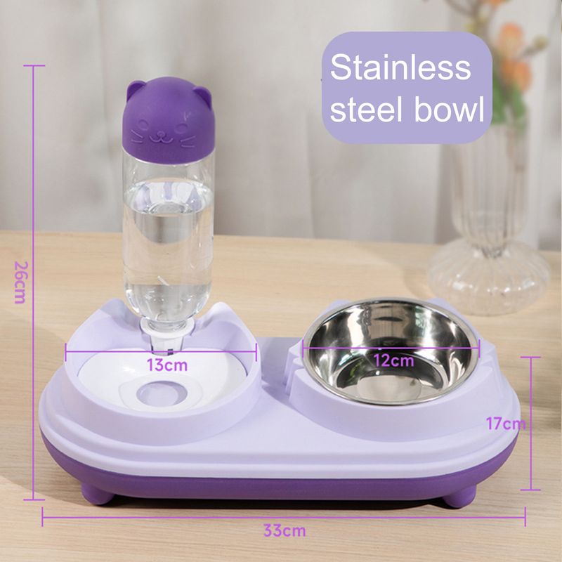Guangying 1 conjunto moda 3 em 1 tigela de gato tigela dupla automática beber tigela proteção pescoço cão gato beber tigela de alimentação suprimentos para animais de estimação_voghion.com