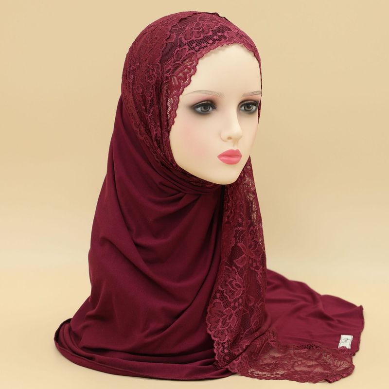 Frauen Hijab neue feste farbe modal spitze damen kopftuch langen schal schal_voghion.com