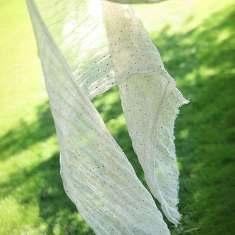 Normandy Yarn Rain Dew Leinen-Schal mit Polka-Dots, groß_voghion.com