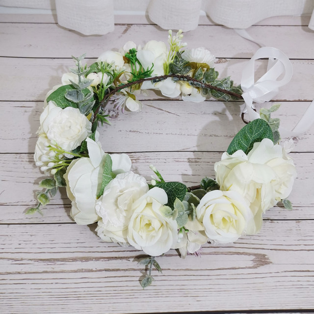 Fiori rosa Corona Festival Copricapo Accessori per capelli da donna Copricapo Ragazza Corona per bambini Ghirlanda floreale Copricapo floreale da sposa_voghion.com