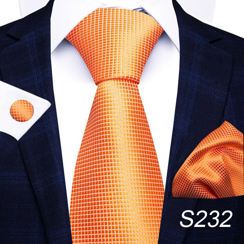 Corbata de seda de poliéster de alta calidad unisex para hombre, corbata formal de color sólido, bolsillo, toalla, gemelos, juego de jacquard_voghion.com