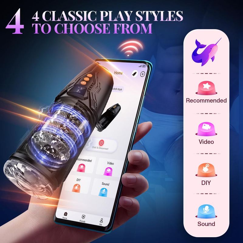 Tazza per aeromobili da uomo completamente automatica, telescopica, rotante, vibrante, giocattoli sessuali per adulti, interazione tramite app_voghion.com