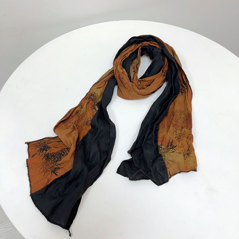 Koreansk version av plisserat lapptäcke i bomull och linne för kvinnors sommarhalsduk, personlig smal varm halsduk_voghion.com