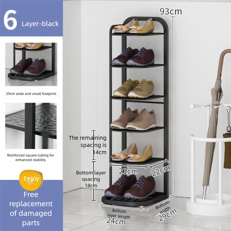 Scarpiera stretta multistrato in ferro battuto per casa e dormitorio, semplice e multifunzionale, portaoggetti pieghevole in ferro battuto_voghion.com