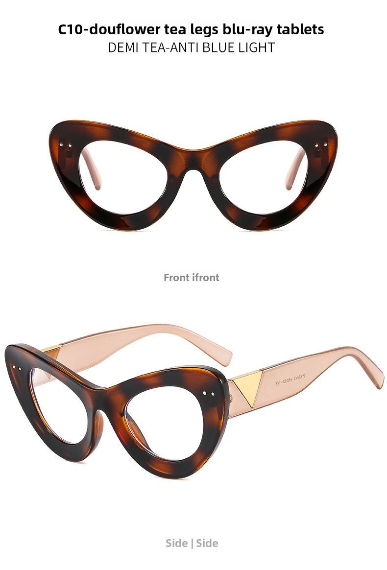 Trendy Cat Eye Large Frame Rivet Sunglasses For Sports_voghion.com