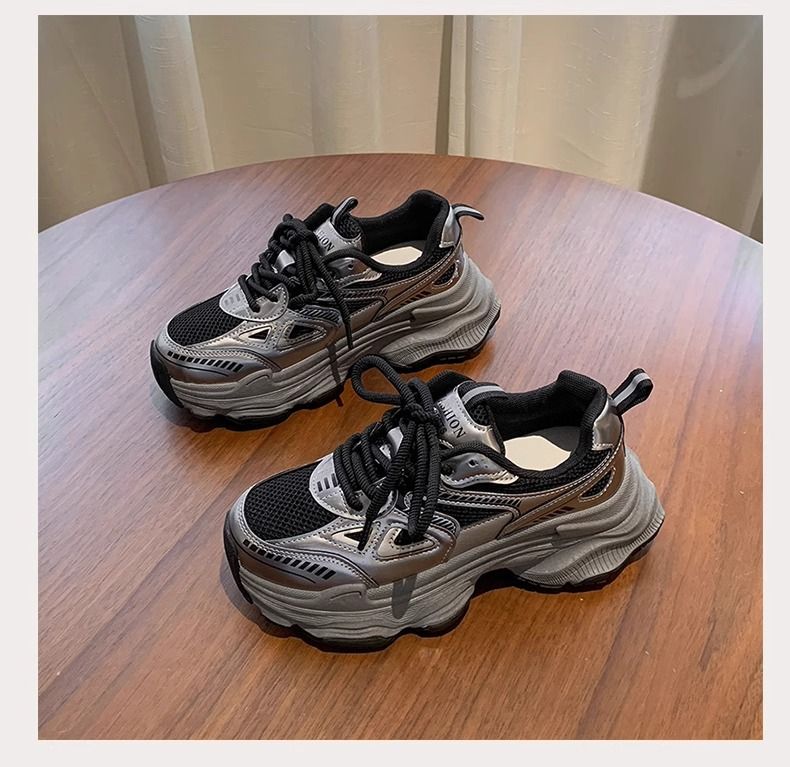 Dames fluwelen dikke sneakers, zwarte platform casual schoenen, dikke zool, hoogteverhogende sneakers voor wandelen en sporten_voghion.com