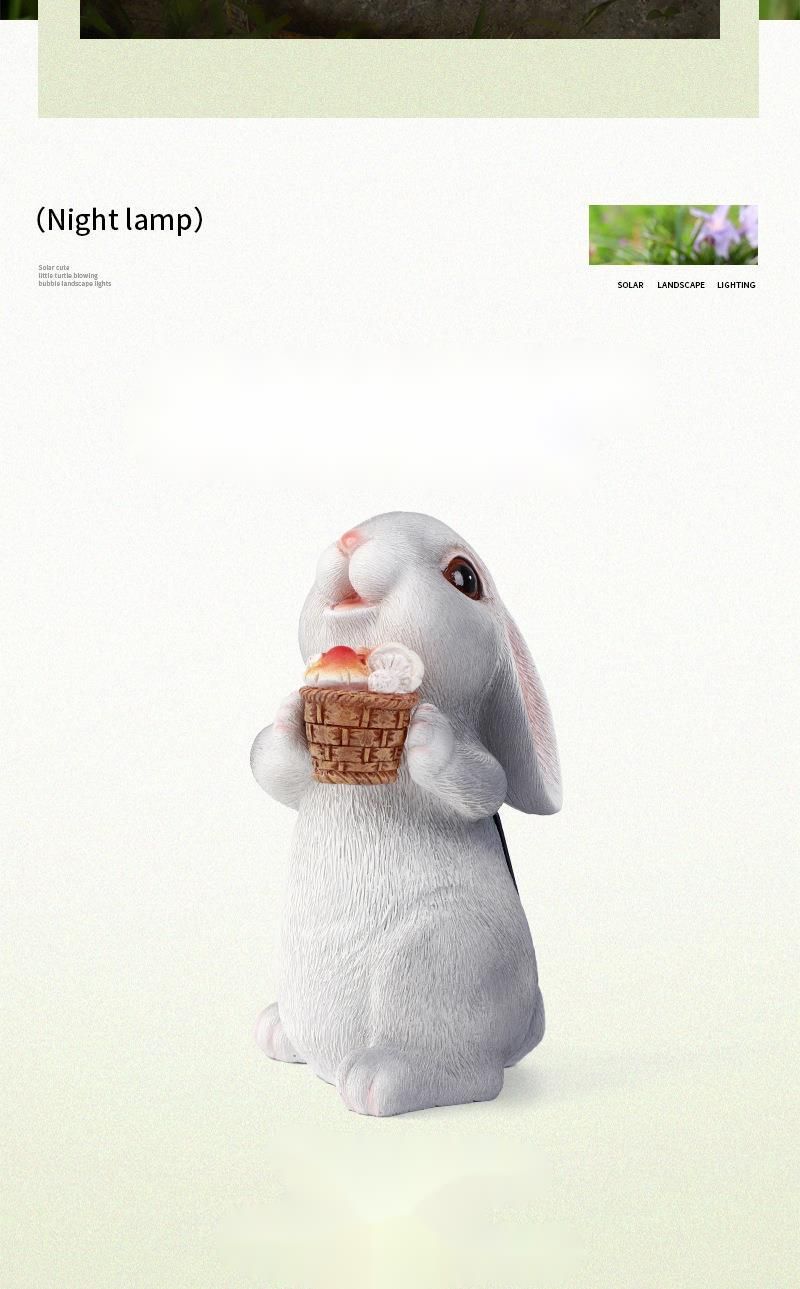 New Product Simulation Animal Garden Decoration Solar-Powered Yard Lawn Light Craft Rabbit Ornament_voghion.com