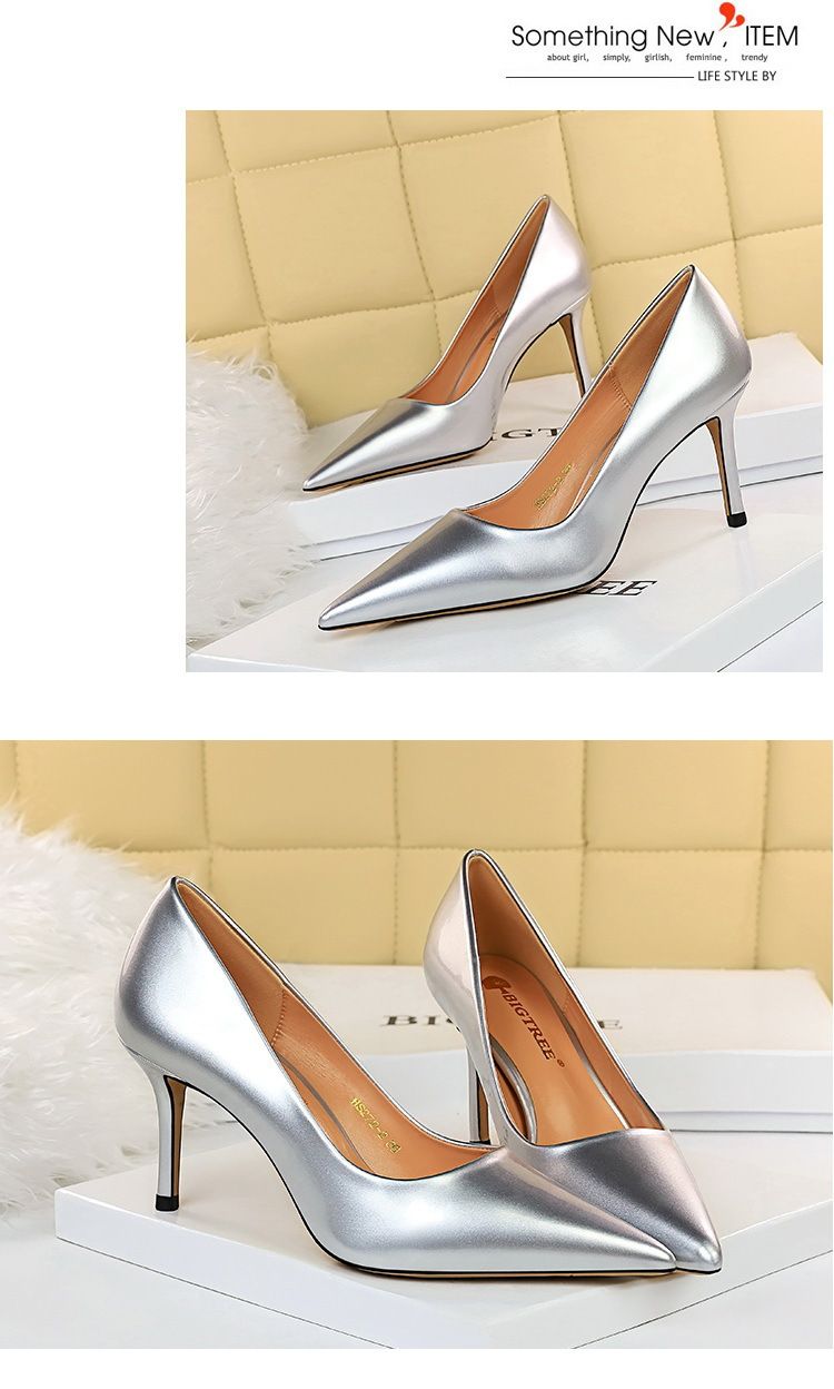 BIGTREE Shoes Glossy Patent Leather Women's Pumps Professional OL High Heels Stiletto Ladies Shoes Plus Size 43 All-match Heels_voghion.com