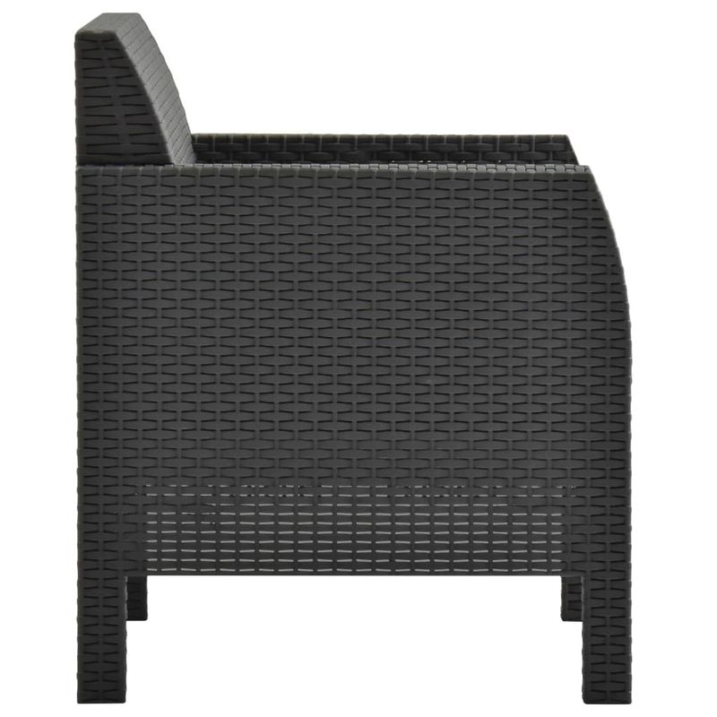 2 Piece Patio Lounge Set with Cushions PP Rattan Anthracite_voghion.com