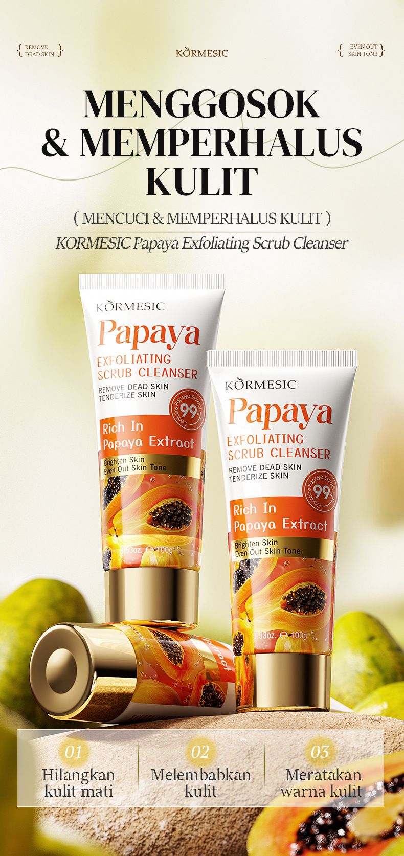 KORMESIC Papaya Detergente Esfoliante 100g_voghion.com