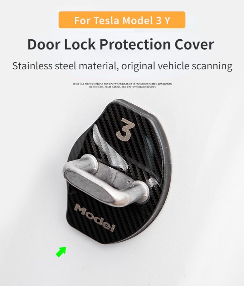 Housse de protection pour Tesla Model 3 Y Boucle de verrouillage de porte de voiture en acier inoxydable Accessoires de décoration de protection 2017-2023_voghion.com