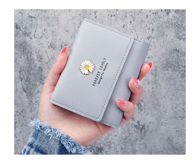 Nowa damska torebka w stylu koreańskim, krótka, składana na trzy części, ręcznie robiony portfel, wieloslotowa portmonetka na monety_voghion.com