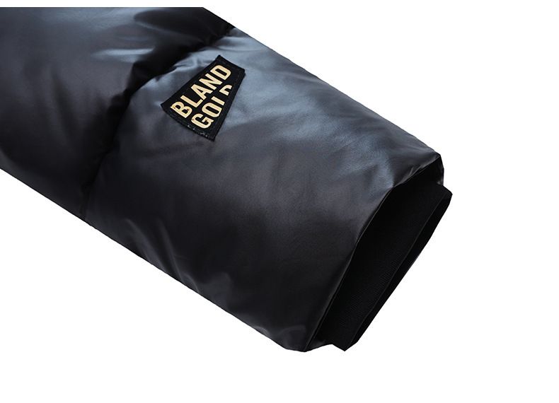 Doudoune courte noire et dorée à capuche pour femme, manteau chaud et épais pour l'hiver, vêtement d'extérieur décontracté unisexe._voghion.com