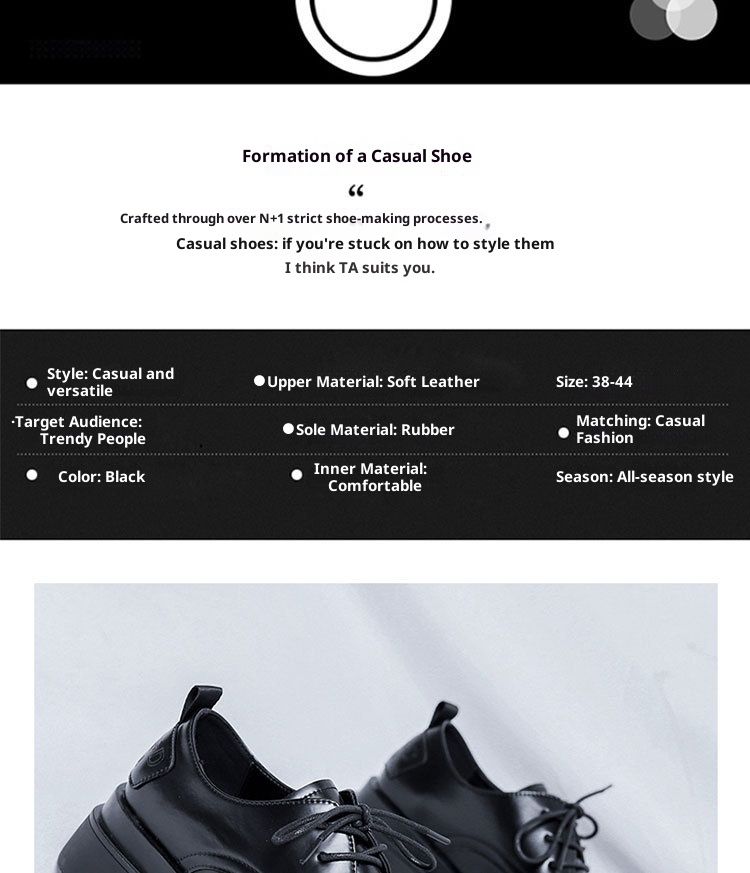 WalkPrime Derby da uomo, stivali bassi Martin, stile britannico, punta tonda, robusti, neri, scarpe casual in pelle con suola spessa, versatili_voghion.com