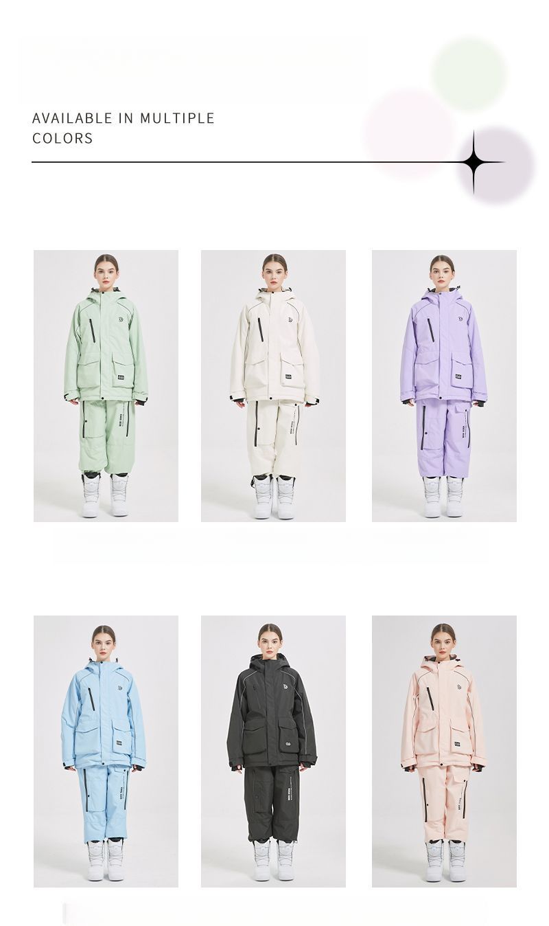 Tuta da sci tinta unita, nuova, casual, ampia, con cappuccio, stile coppia, antivento_voghion.com