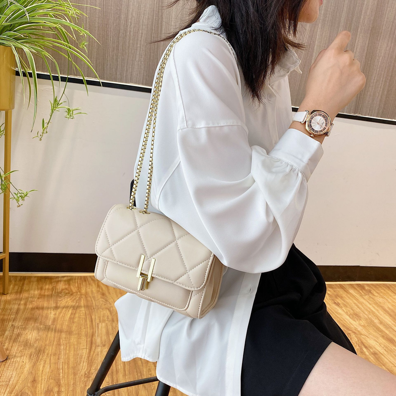 Bag women's 2023 new trendy Korean version of rhombic chain bag small fragrant wind one shoulder oblique cross bag net red women's bag _voghion.com