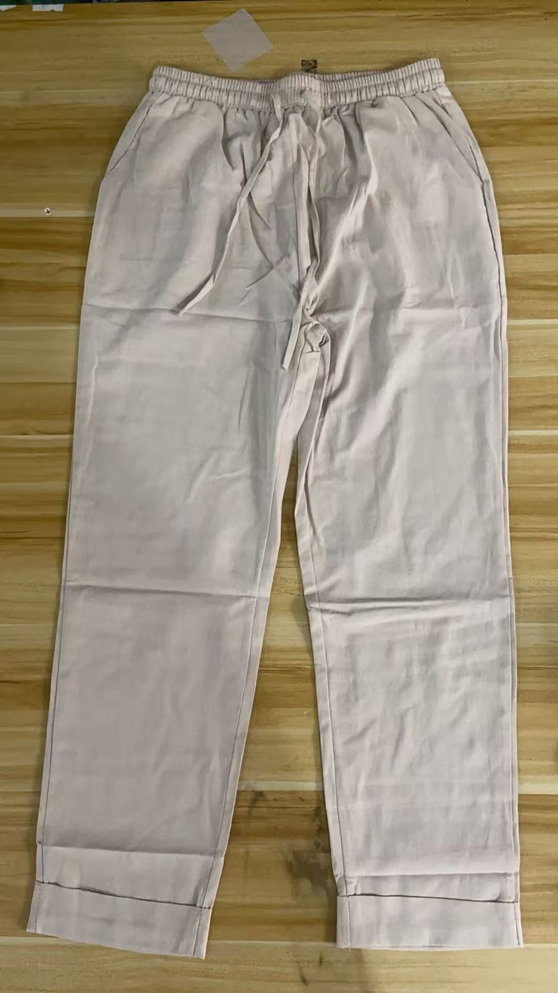 Pantalon large en lin pour femme – Pantalon d'été respirant taille haute (S-XXL, 8 couleurs) – Coupe ample et taille élastique pour un style décontracté et bohème_voghion.com