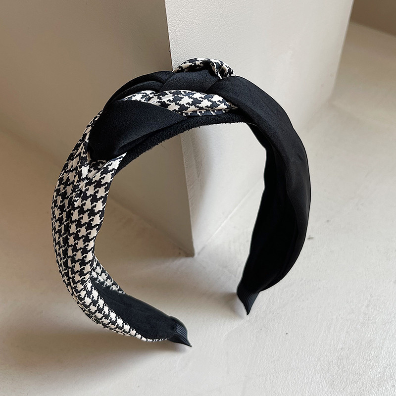 Geflochtener Knoten, Farbkontrast, Tausend-Vogel-Karo-Kopfband, Südkorea, frittierte Teigdrehungen, Clip-Ornament, elegant_voghion.com