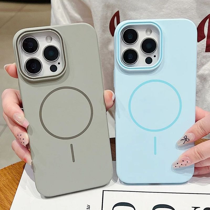 Custodia magnetica originale ultra sottile in PC rigido per iPhone 16, 15, 14 Plus, 13, 12 Pro Max, 11, con ricarica wireless e antiurto._voghion.com