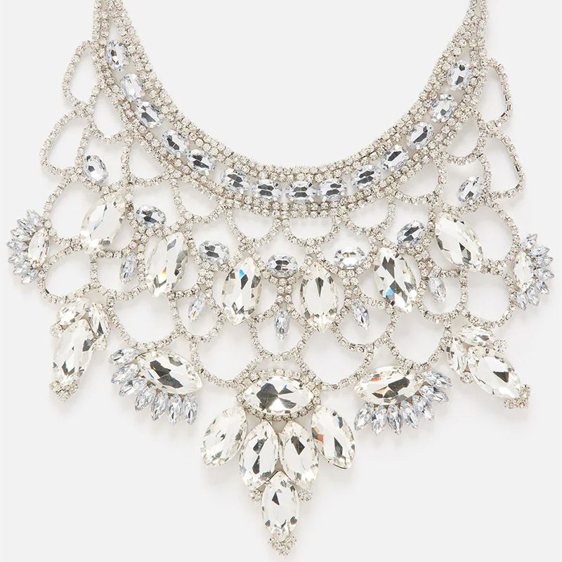 Collana con accessori da concorso scintillanti con strass oversize e design esagerato per le donne_voghion.com