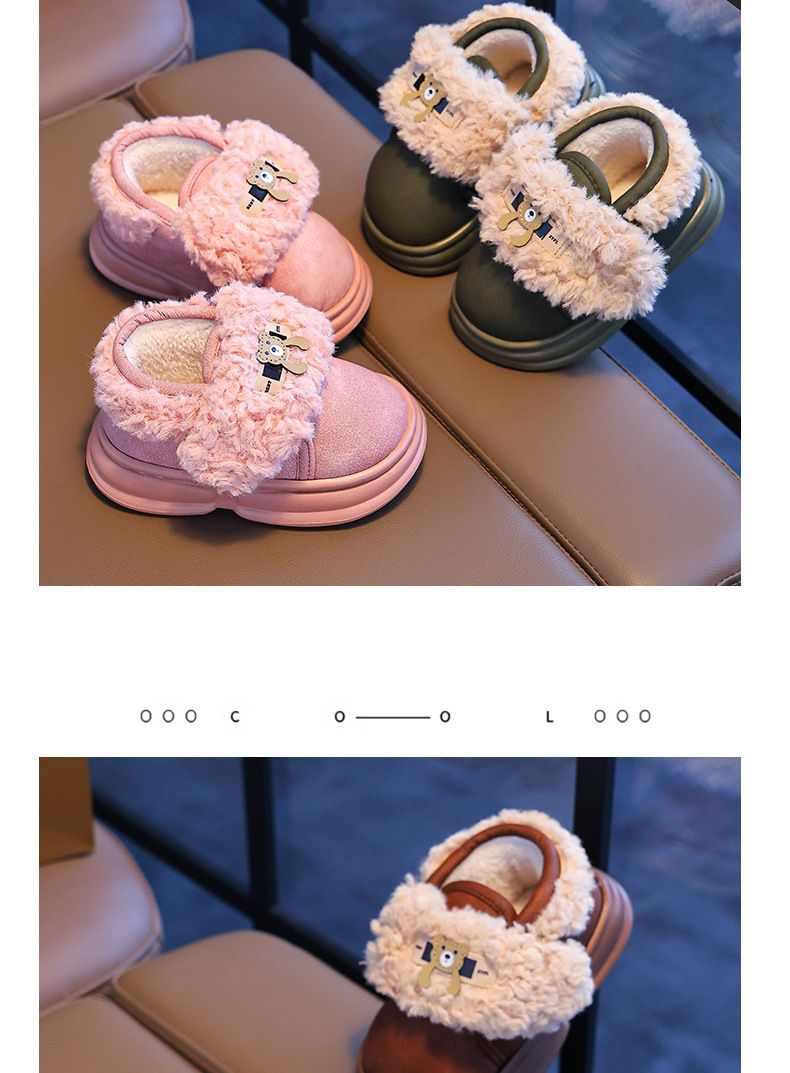 Bottes d'hiver pour enfants avec semelle souple en EVA - Pantoufles imperméables d'intérieur et d'extérieur pour garçons et filles (marron/rose/vert foncé)_voghion.com