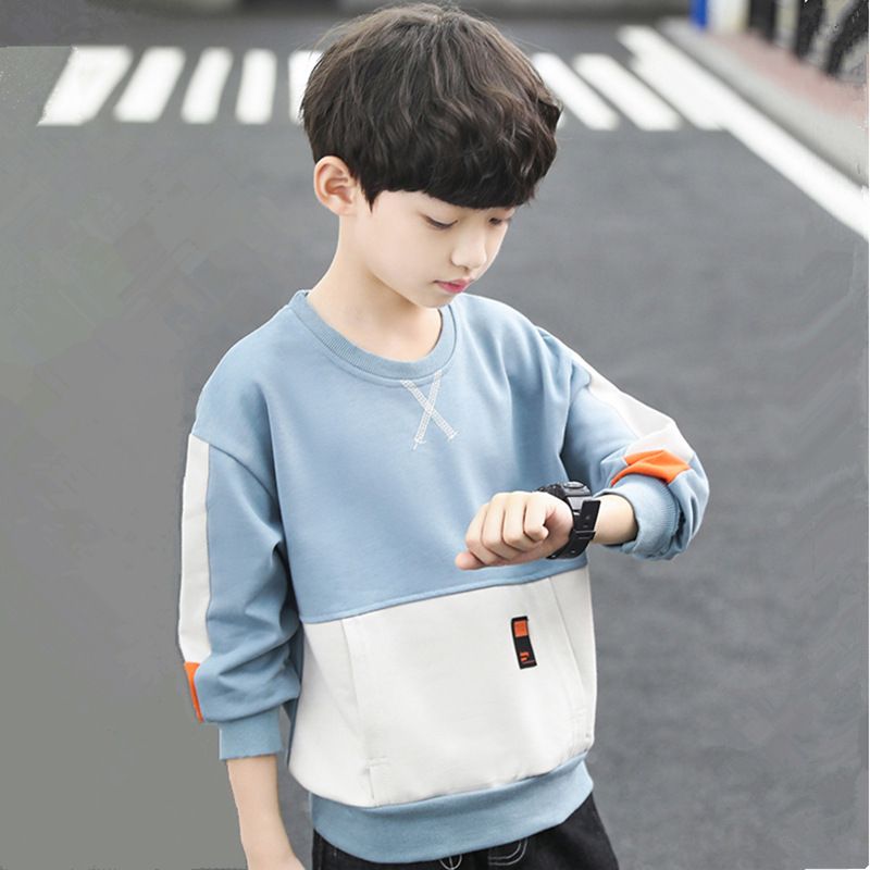Maglietta primaverile e a maniche lunghe per bambini 2022 Nuova felpa con cappuccio autunnale Zhongda Top Bottom Shirt Stile occidentale Tendenza per bambini_voghion.com