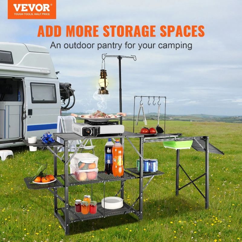 Table Side 3 Cook Camping Portable Kitchen Folding Aluminum Tables Bag With Onepiece A S Camping Long Carrying Table Station 2_voghion.com