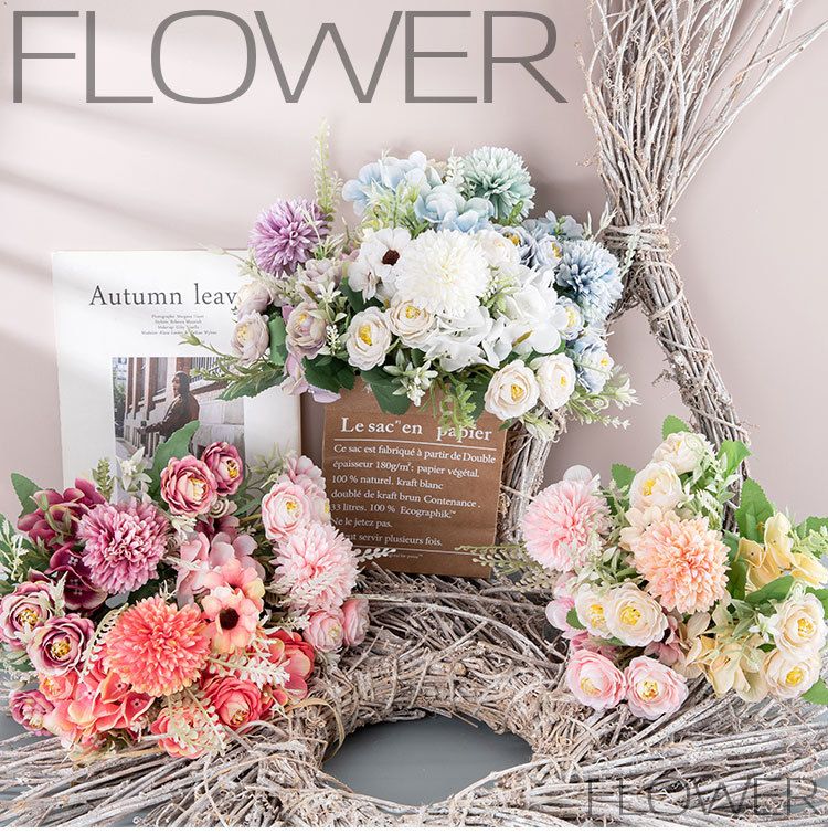 Buqing Teerose Löwenzahn Blumenstrauß Simulation Blume Dekoration Hochzeit_voghion.com