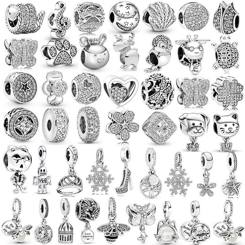 Ciondolo di lusso in argento con diamanti, in lega, con perline cave, fai da te, componenti e accessori per gioielli_voghion.com