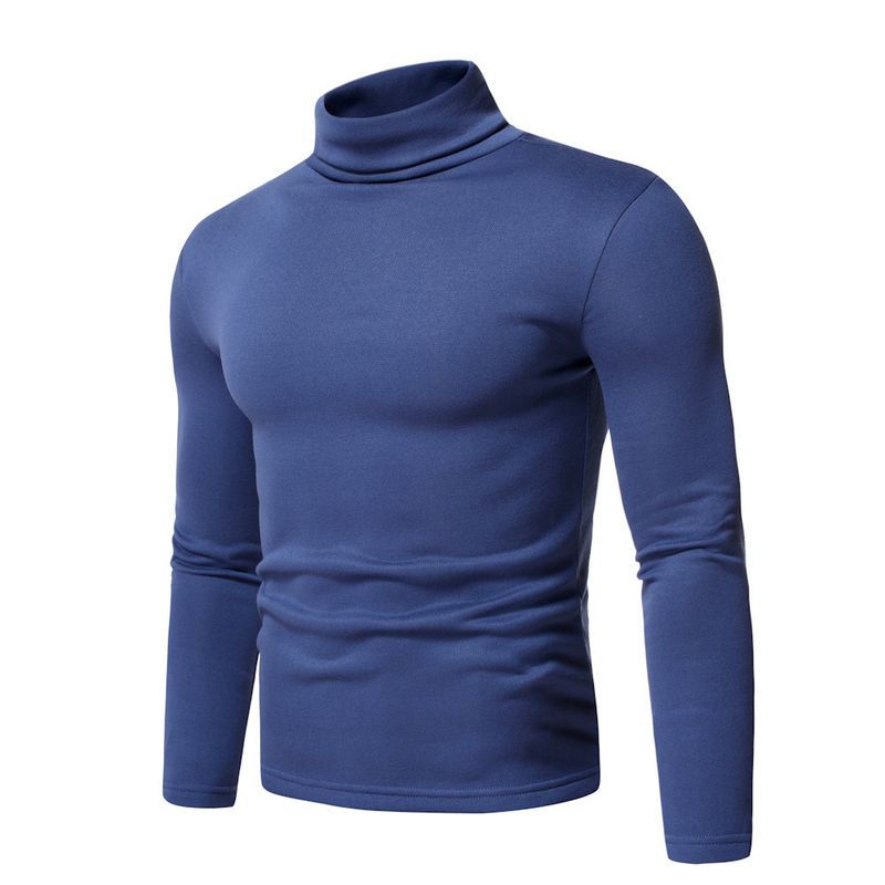 Inner Layer Autumn Winter Fleece Lined Turtleneck Long Sleeve T-Shirt Men's Pullover Thermal Base Shirt Top_voghion.com