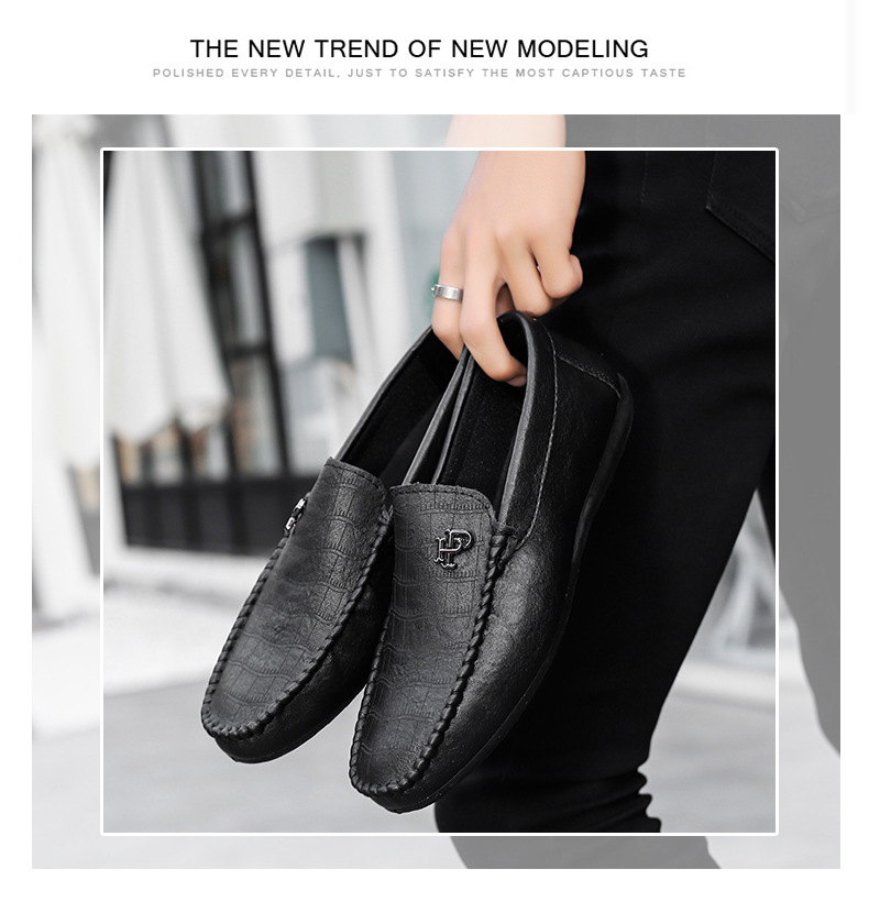 Doudou Shoes Men's Spring And Summer New Soft-soled Breathable Lazy Slip-on Casual Leather Shoes European Station Trendy British Loafers_voghion.com