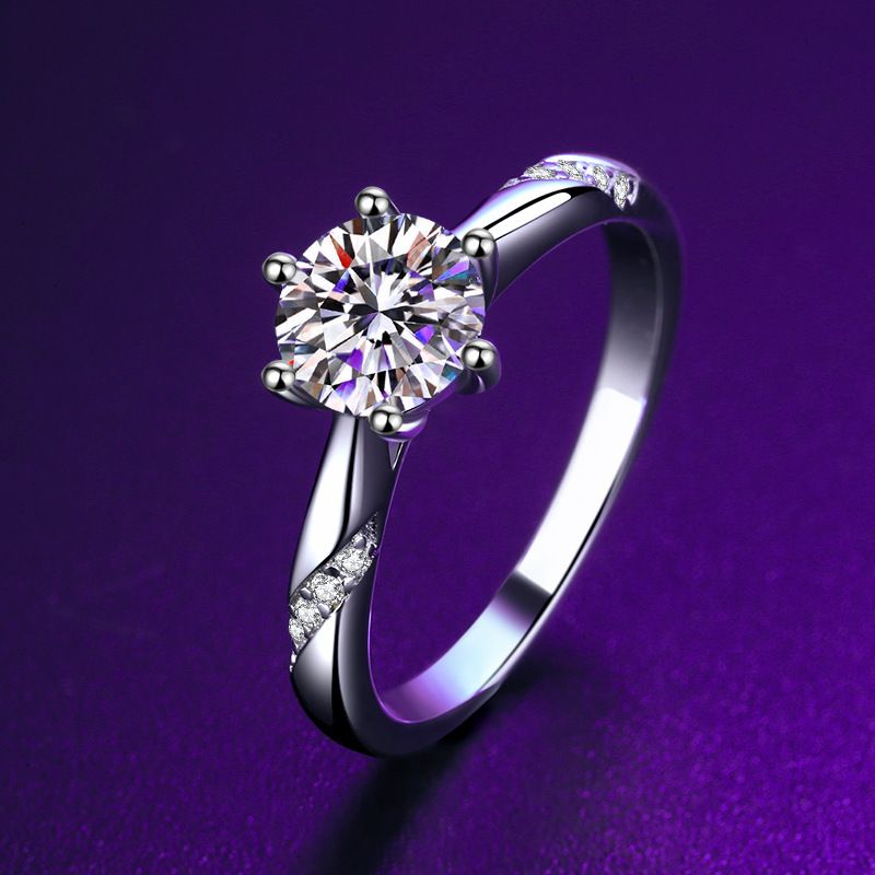 Sterling silver sten klassisk dam high-end hjärta åtta pil Mo Sang diamantring Tiktok livesändning_voghion.com