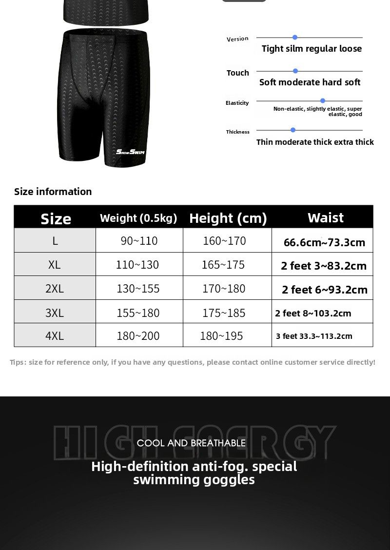 Men's Shark Skin Polyester Swimwear Swim Trunks Five-Point Shorts Quick-Dry Anti-Embarrassment Loose Fit Plus_voghion.com