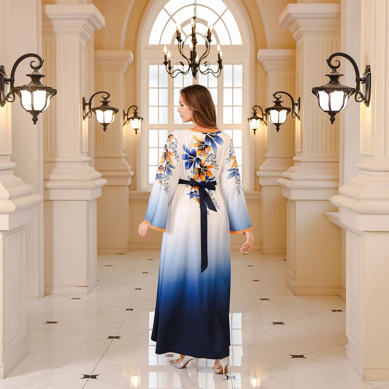 Musulmaņu Abaya virves izšūšanas sieviešu halāts tradicionāls, moderns, krāšņs, Ramadāns_voghion.com