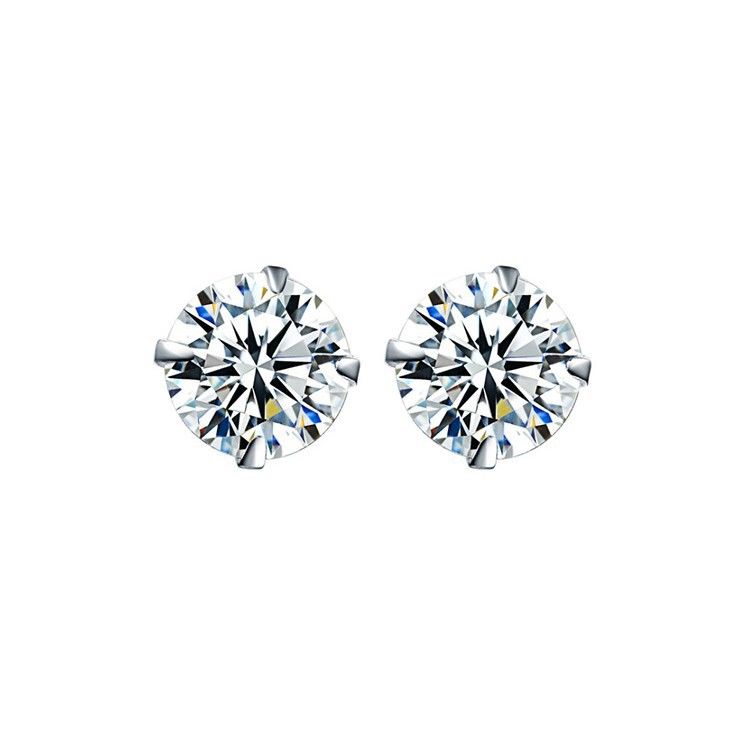 Zilveren naald eenvoudige witte strass bot oorbellen accessoires blote diamant unisex high-end nieuwe oor piercing studs_voghion.com