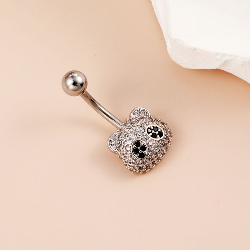 Piercing de umbigo com diamante de panda - Joia de piercing corporal com animal fofo (design de personalidade moderno, hipoalergênico)_voghion.com