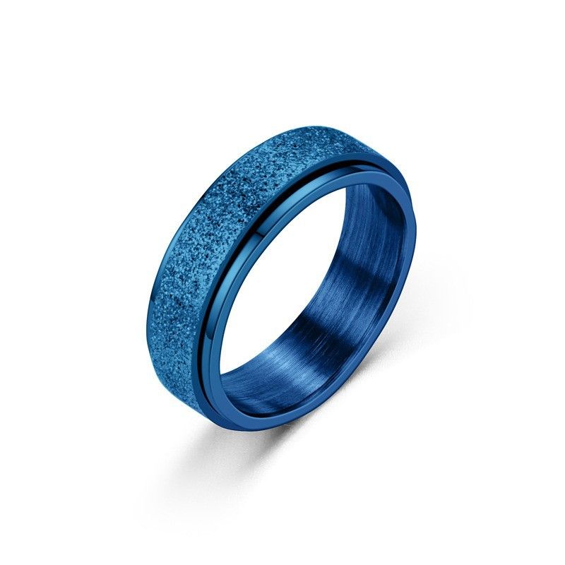 Drehbarer matter Titanstahlring für Damen und Herren – Spinner-Schmuck zur Angstlinderung, Unisex-Paarring (Silber, Schwarz, Gold, Roségold, Blau)_voghion.com