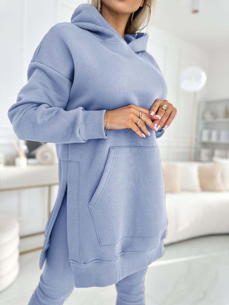 Dammekleeder Sport Fräizäit Kapuzen Sweatshirt verdickt Gefüttert Leggings zweedeeleg Kostüm_voghion.com