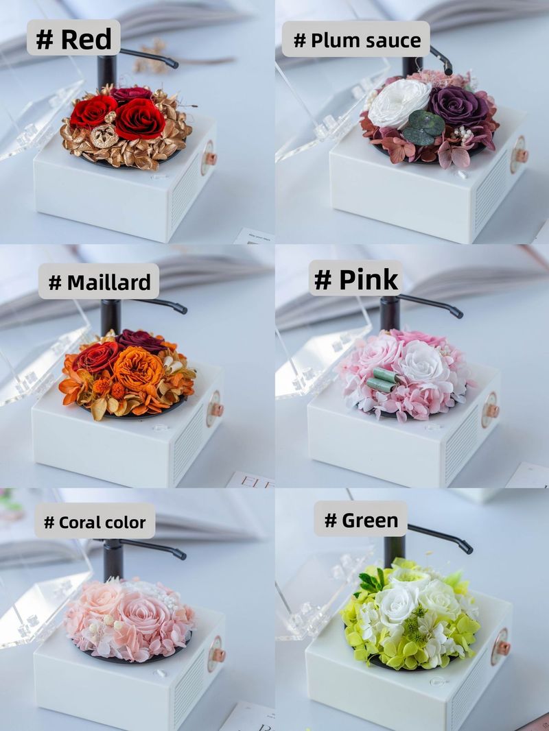 Altavoz Bluetooth con flores preservadas - Estilo gramófono retro | Regalo de cumpleaños creativo con un ambiente romántico | Regalo de aniversario para novias, Wi_voghion.com