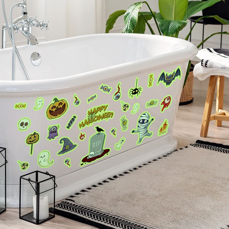 Aufkleber Halloween Element Leuchtende Kürbis Spinne DIY Wandaufkleber Wohnzimmer Schlafzimmer Home Hintergrund Urlaub Dekoration_voghion.com