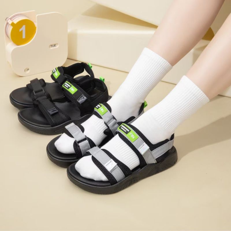 Summer Internet Celebrity New Trend Thick Sole Double Strip Beach Couple Velcro Casual Sandals For Women_voghion.com